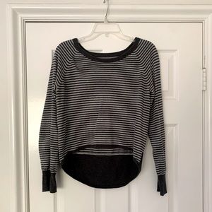 Urban Outfitters Grey Striped Cropped Sweater with Elbow Patches
